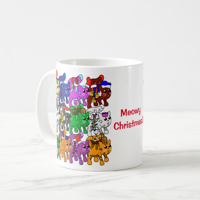 Festive Jolly Meowy Weihnachtskatzen Kaffeetasse (Vorderseite Links)