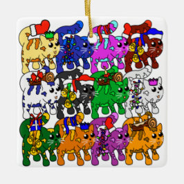 Festive Jolly Meowy Weihnachtskatzen Keramikornament