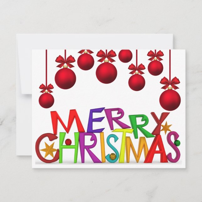 Festive Joyeux Noël Mots Carte de voeux (Devant)