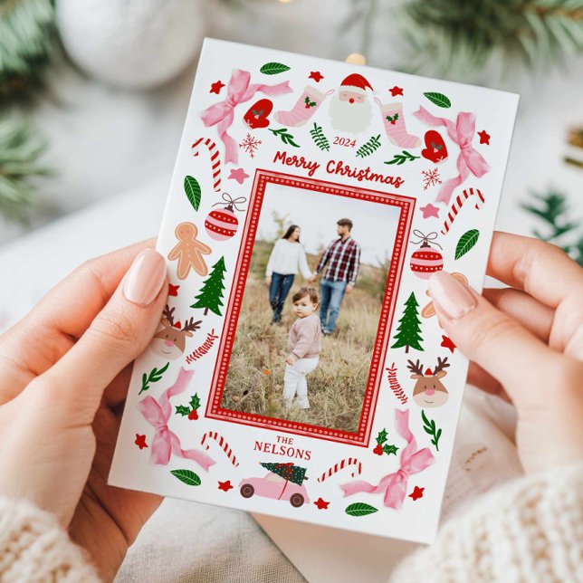 Festive Joyeux Noël Photo Carte de voeux (Fun Christmas Greeting Card)