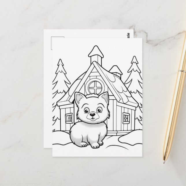Festive Katzenfarbe Postkarte (Vorderseite/Rückseite Beispiel)