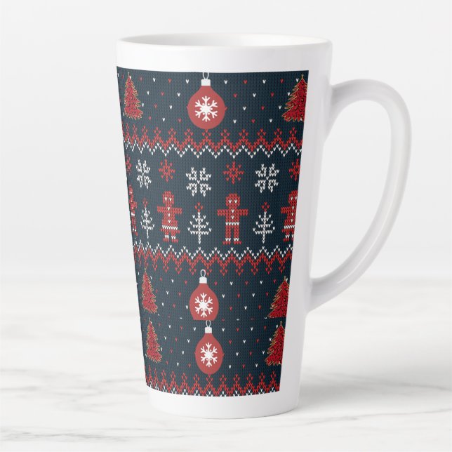 Festive knitted ginger bread and snow flakes  milchtasse (Rechts)