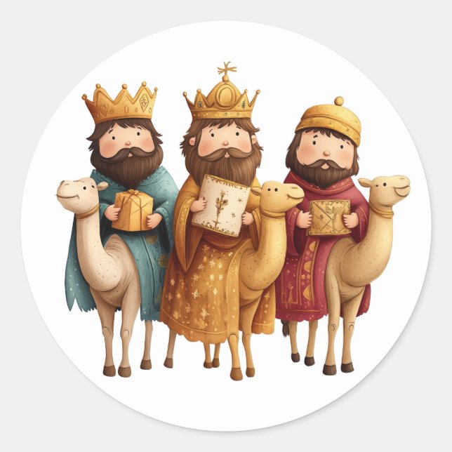 Festive Krippensticker Runder Aufkleber (Vorderseite)