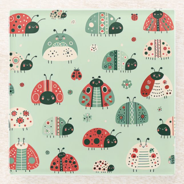 Festive Little Bugs Glasuntersetzer (Vorderseite)