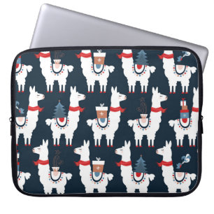 Festive Llamas: Weihnachts-Muster-Delight Laptopschutzhülle