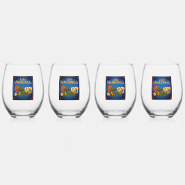 Festive LoCo Mah Jongg Wine Glasses Weinglas Ohne Stiel