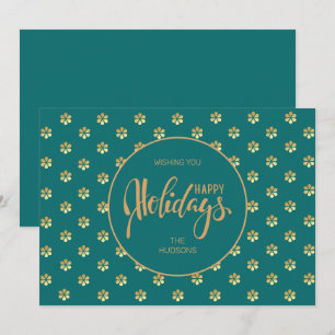 Festive Luxe Aquamarin & Gold Daisy Weihnachtsgesc Feiertagskarte