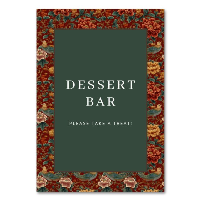 Festive Maroon Floral Wallpaper Tischnummer (Vorderseite)