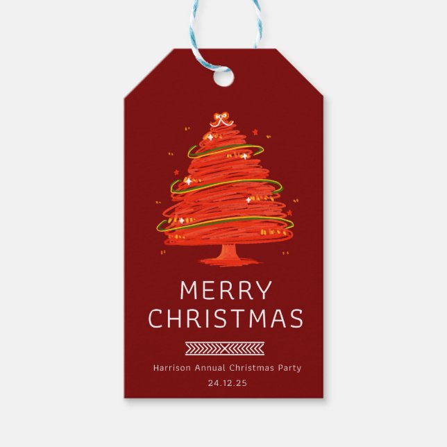 Festive Merry Christmas  Geschenkanhänger (Vorderseite)