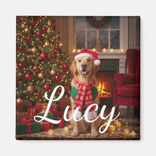 Festive Merry Christmas Holiday Decorative Art  Magnet (Vorne)