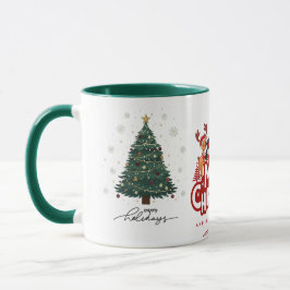 Festive Merry Christmas Holidays Tree Reindeer Tasse