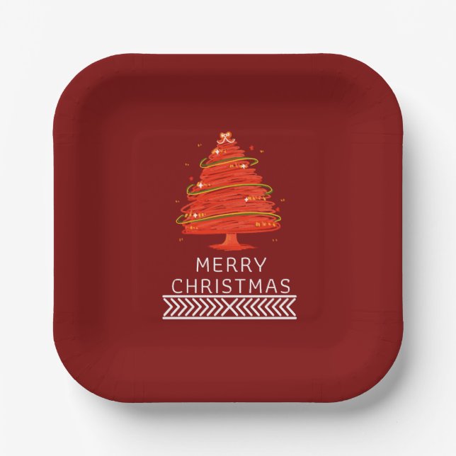 Festive Merry Christmas Napkin Pappteller (Vorderseite)
