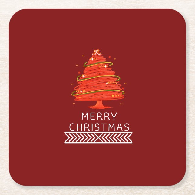 Festive Merry Christmas Napkin Rechteckiger Pappuntersetzer (Vorderseite)