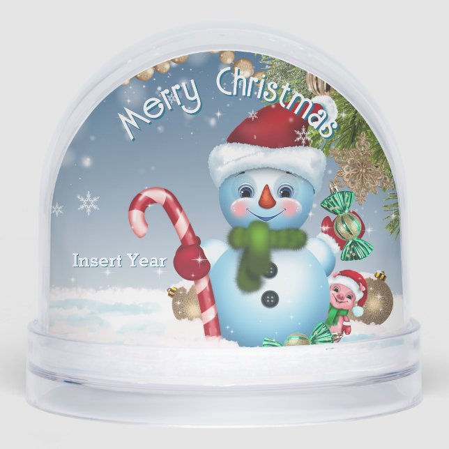 Festive Merry Christmas Snowman Keepsake Schneekugeln (Vorderseite)