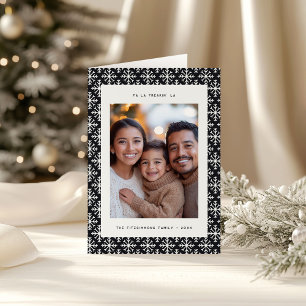Festive minimale geometrische Schwarz-Weiß-Karte Feiertagskarte