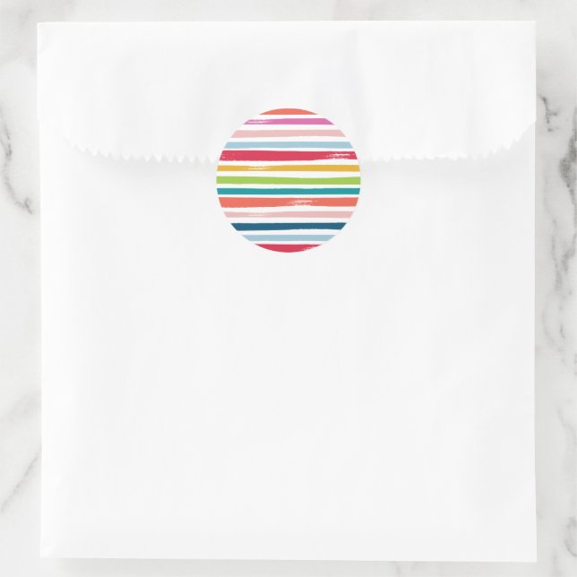 FESTIVE, moderne, farbenfrohe, gebürstete Streifen Runder Aufkleber (Tasche)