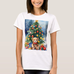 Festive Noël Teddy Bear Imprimer T-shirt - Vacance
