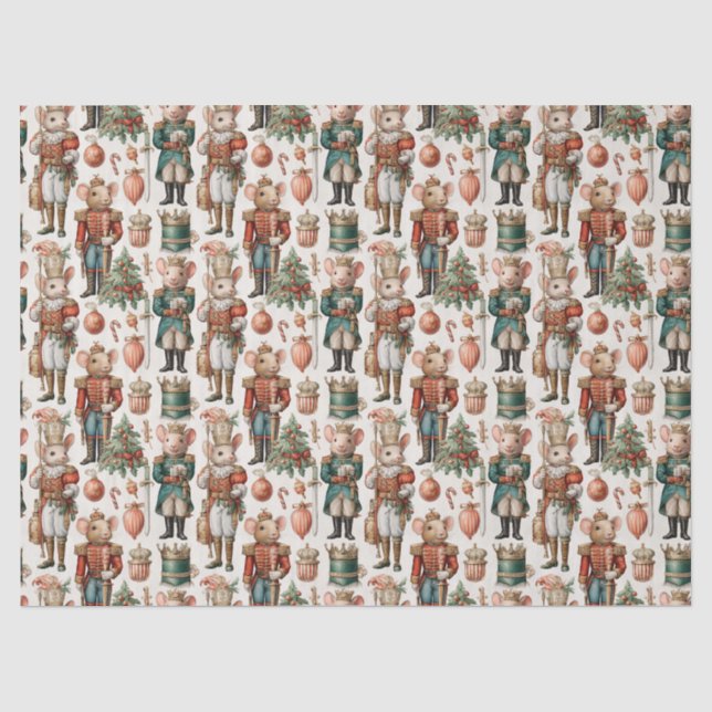 Festive Nutcracker Mice with Holiday Decor Seidenpapier (Vorderseite)