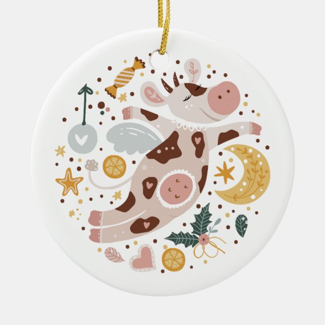 Festive Nutcracker-Ornament Keramik Ornament (Vorne)