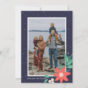 Festive Photo Midnight Stars Flowers Carte de vaca