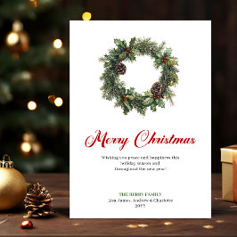 Festive Pine Wreath Christmas Greeting Digital Feiertagskarte