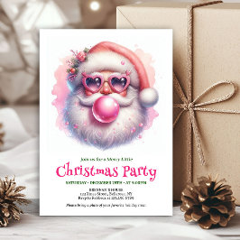 Festive pink santa chewing gum watercolor invite  einladung
