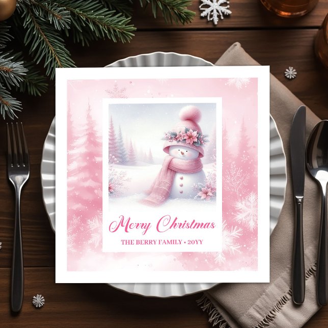 Festive Pinkmas Christmas Scene Napkins Kids Party Serviette (Festive Pinkmas Christmas Scene Napkins Kids Party Fun)
