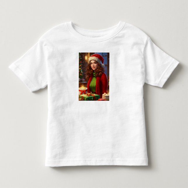 Festive Pinup Beauty - Weihnachts-Themenkunst Prin Kleinkind T-shirt (Vorderseite)