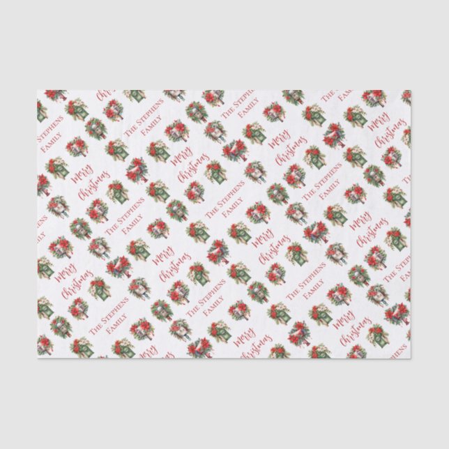 Festive Poinsettia Watercolor Christmas Holiday  Seidenpapier (Vorderseite)