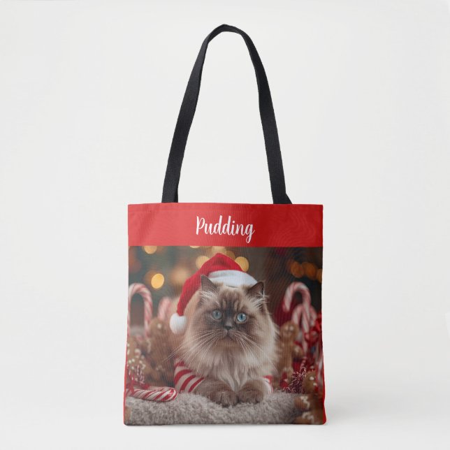 Festive Ragdoll Cat Christmas Personalized  Tasche (Vorderseite)