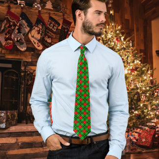 Festive Red and Green Christmas Argyle Pattern  Krawatte