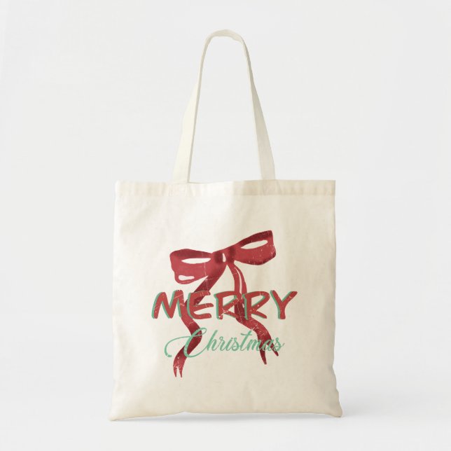 Festive Red Bow Christmas Tote Bag Tragetasche (Vorne)