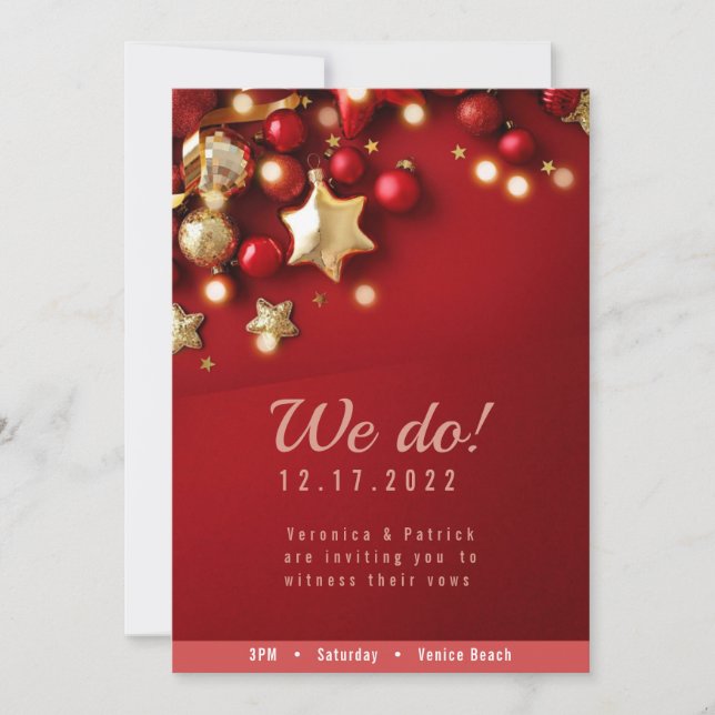 Festive Red Christmas Faire-part de mariage (Devant)