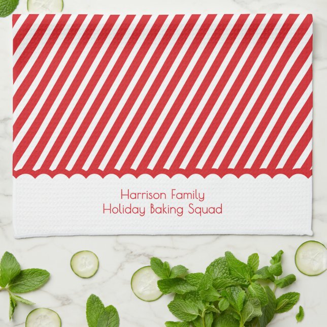 Festive Red Christmas Family Holiday Baking Squad Geschirrtuch (Gefaltet)