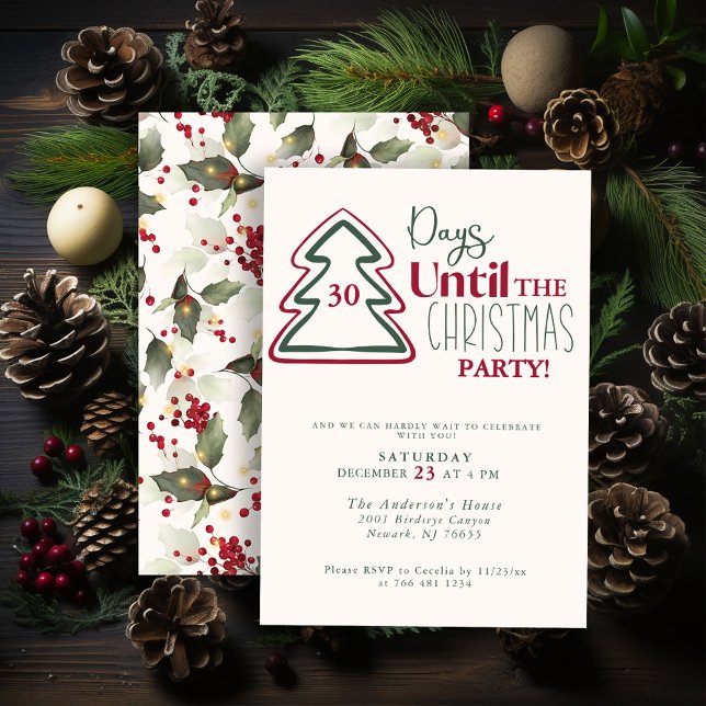 Festive Red Green Gold Christmas Party Invitation (Créateur téléchargé)