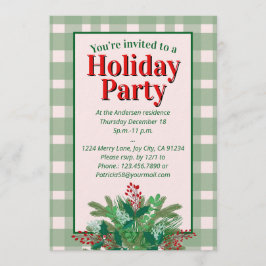Festive red  & green plaid holiday party einladung