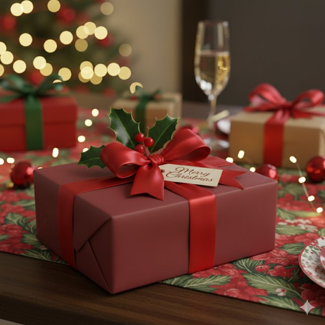 Festive Red Magic Christmas Gift Wrap Joy Geschenkpapier (Festive Red Magic Christmas Gift Wrap Joy)