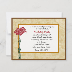 Festive Red Poinsettia Fête Invitation