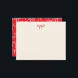 Festive Red Simple Bow Personal Stationery Mitteilungskarte<br><div class="desc">Ein Muster von einfachen und süßen handgezeichnet Bögen in festlicher Kirschrot verleiht dieser flachen persönlichen Schreibwarenhandlung eine sorglose und fröhliche Luft,  die perfekt für die Winterurlaub-Korrespondenz und nach Weihnachten Dankeschön Noten oder als Gastgebergeschenk.</div>