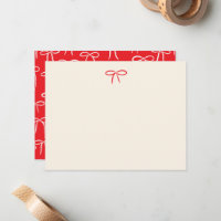 Festive Red Simple Bow Personal Stationery