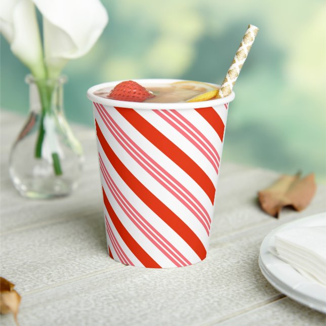 Festive Red Strawberry Candy Cane Weihnachten Pappbecher (In Situ)