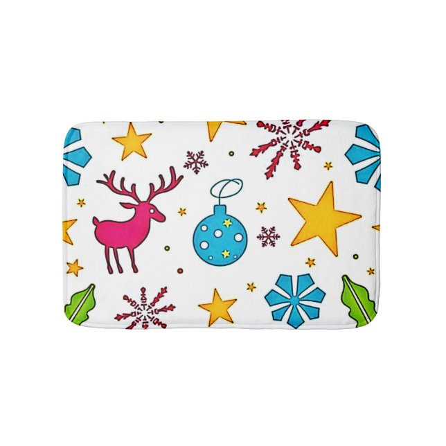 Festive Reindeer Magic Pattern Design Badematte (Vorderseite)