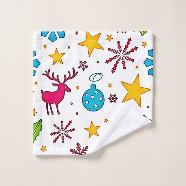 Festive Reindeer Magic Pattern Design Badhandtuch Set (Waschlappen)