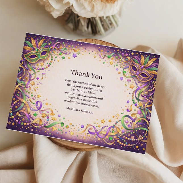 Festive Ribbon Mask Mardi Gras Masquerade Dankeskarte (Von Creator hochgeladen)