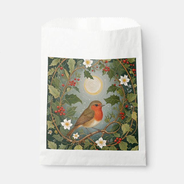 Festive Robin und Holly Geschenktütchen (Vorderseite)