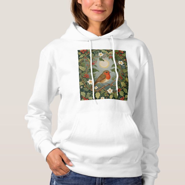 Festive Robin und Holly Hoodie (Vorderseite)