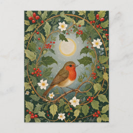 Festive Robin und Holly Postkarte