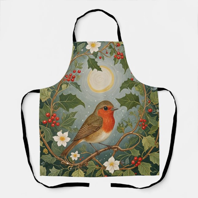 Festive Robin und Holly Schürze (Vorderseite)
