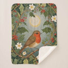 Festive Robin und Holly Sherpadecke
