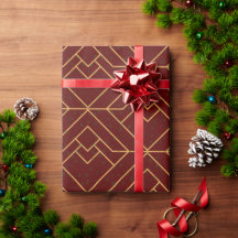 Festive Rote Moderne Art Deco Gold Muster 113